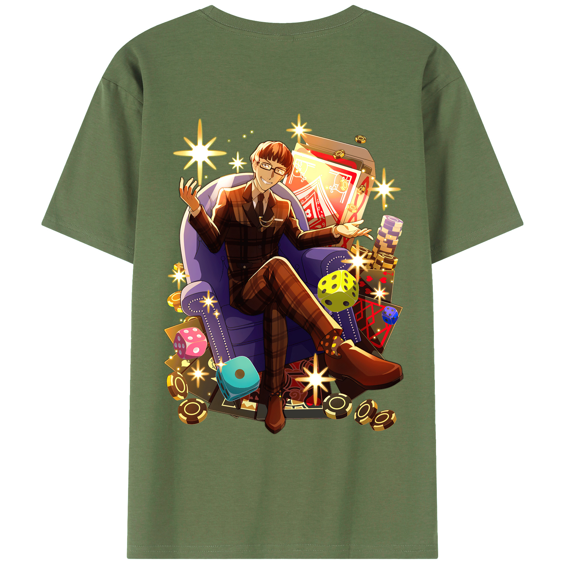 （画像用） 文豪ストレイドッグス Bungo Stray Dogs 綿100％ メンズ半袖Tシャツ（バックプリント） 通気性